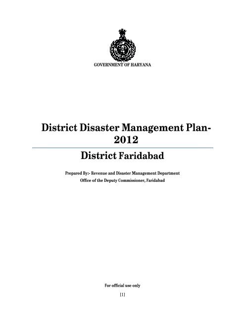 District Disaster Management Plan- 2012 District Faridabad