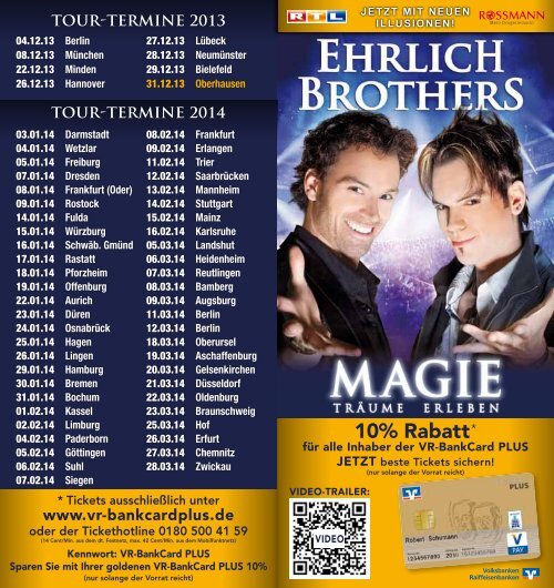 Flyer EHRLICH BROTHERS - Volksbank Offenburg