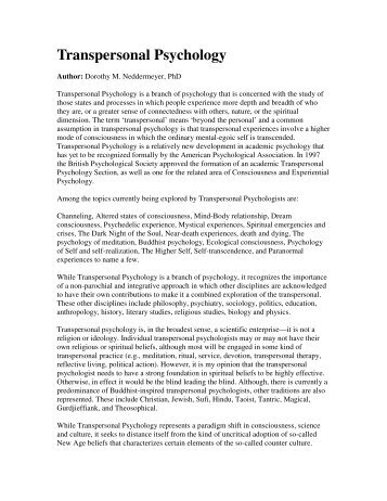Transpersonal Psychology - ARPAST.org