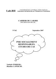 PME socialement responsables - Laboratoire RII - UniversitÃ© du ...