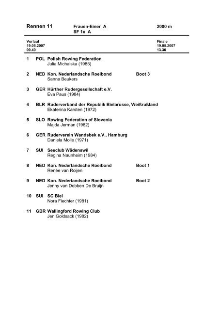 Meldeergebnis - Essener Ruder-Regattaverein eV