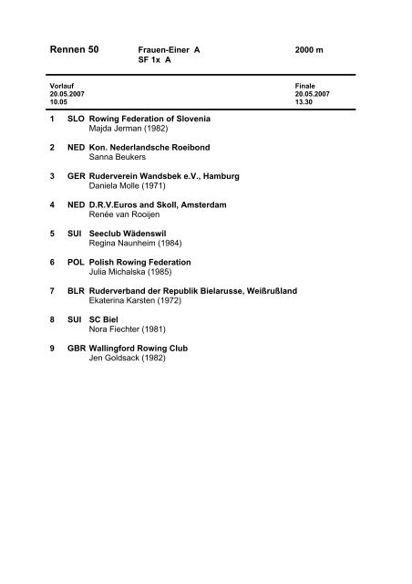 Meldeergebnis - Essener Ruder-Regattaverein eV