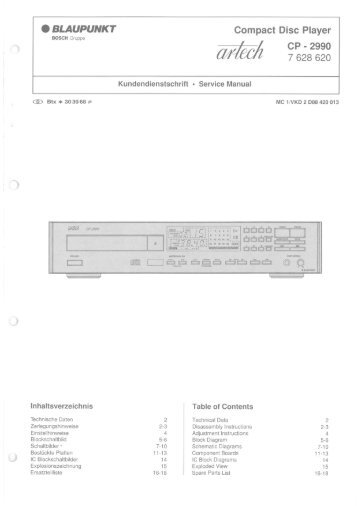 Blaupunkt CP2990 / Sansui CD-X701i Service Manual