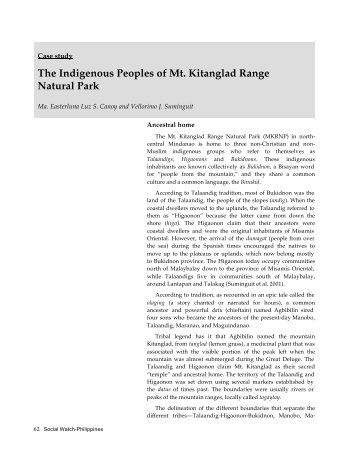 The Indigenous Peoples of Mt. Kitanglad Range ... - Social Watch