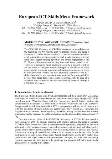 European ICT-Skills Meta-Framework