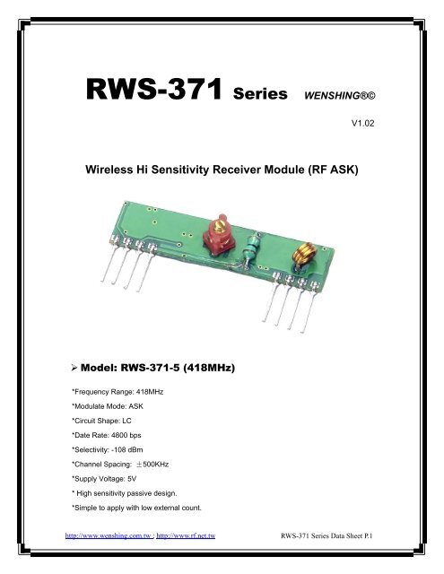 Wireless Hi Sensitivity Receiver Module (RF ASK)