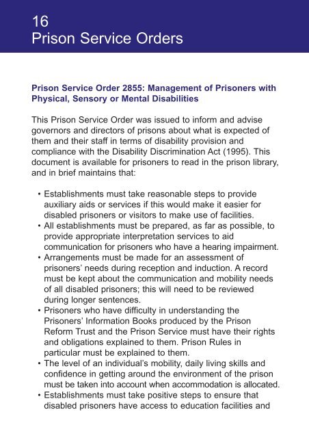 Information Book for Disabled Prisoners - Inside Time