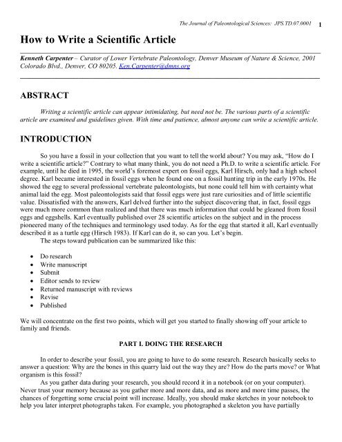 Article Review Introduction Example How To Write A Scientific Article 