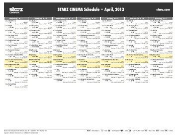 STARZ CINEMA Schedule - April, 2013