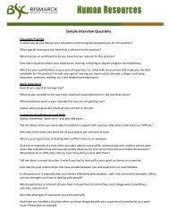 Sample Interview Questions - Bismarck State College