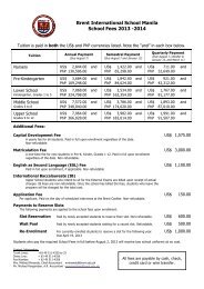 School Fees for 2013-2014 - Brent International School Manila