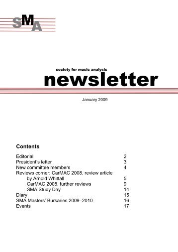 Newsletter No. 31 (January 2009) (PDF) - Society for Music Analysis