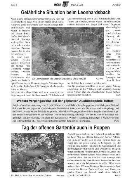 Gemeindezeitung HOU 22/2006 - Roppen