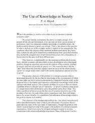 The Use of Knowledge in Society - Stephen Hicks, Ph.D.