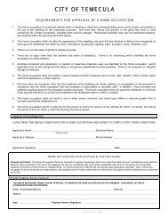 Business License Application for Home Occupation - City of Temecula