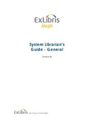 Aleph 20 System Librarian's Guide - General - PALS