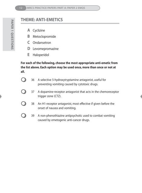 MRCS Practice Papers Part A: Paper 2 EMQs - PasTest