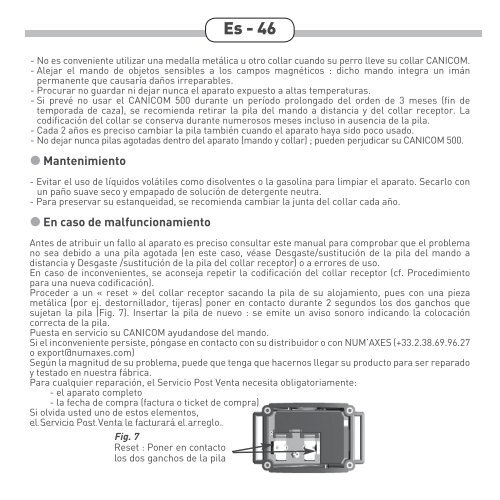 Guide d'utilisation Fr - 3 User's guide Gb - 19 Manual de ... - Num'Axes