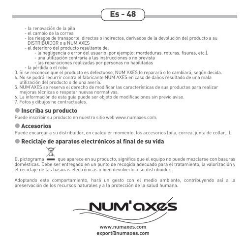 Guide d'utilisation Fr - 3 User's guide Gb - 19 Manual de ... - Num'Axes