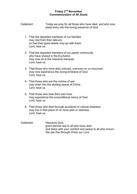 Daily Intercessions 30/10/11 - the Archdiocese of Adelaide