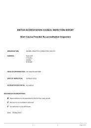 BRITISH ACCREDITATION COUNCIL INSPECTION REPORT ... - BAC