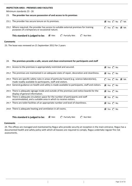 BRITISH ACCREDITATION COUNCIL INSPECTION REPORT ... - BAC