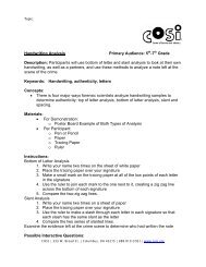 Handwriting Analysis Primary Audience: 5th-7th Grade ... - COSI