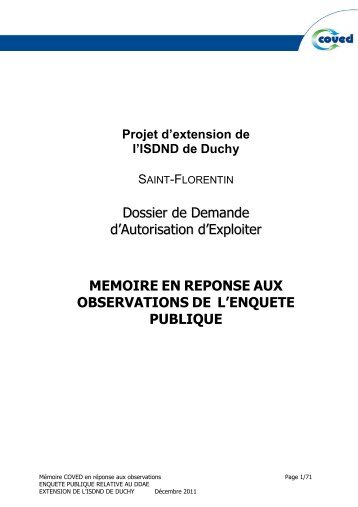 mÃ©moire rÃ©ponse aux observations - PrÃ©fecture de l'Yonne