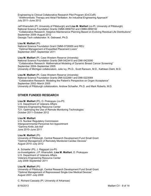 CURRICULUM VITAE: OVERVIEW Lisa M. Maillart - Swanson ...