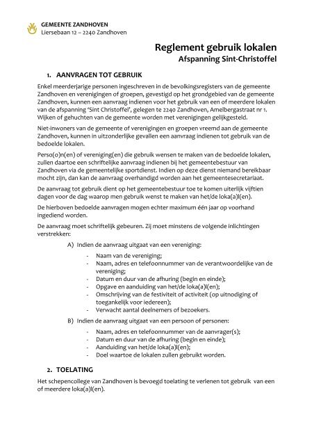 Sint-Christoffel: reglement - Gemeente Zandhoven