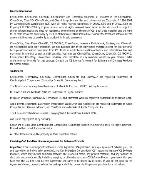 ChemDraw User's Manual - CambridgeSoft