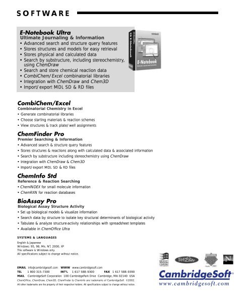 ChemDraw User's Manual - CambridgeSoft