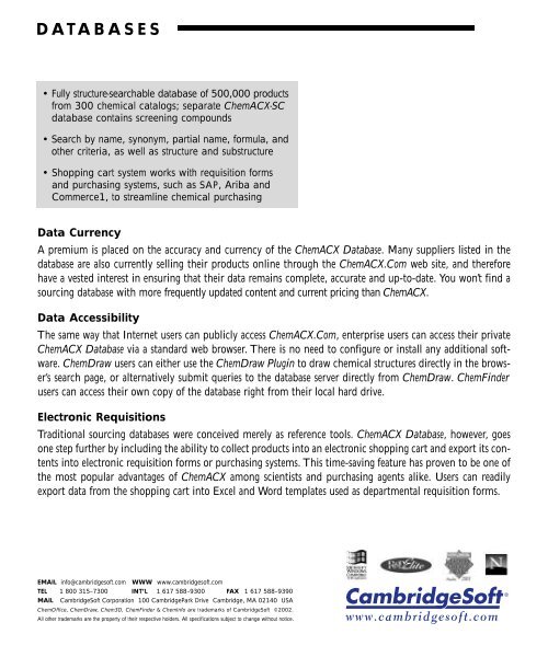 ChemDraw User's Manual - CambridgeSoft