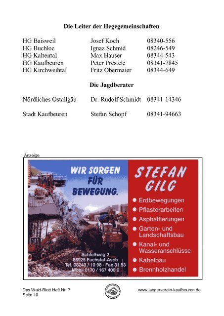 Das Waid-Blatt - Jagdschutz- und Jägerverein Kaufbeuren