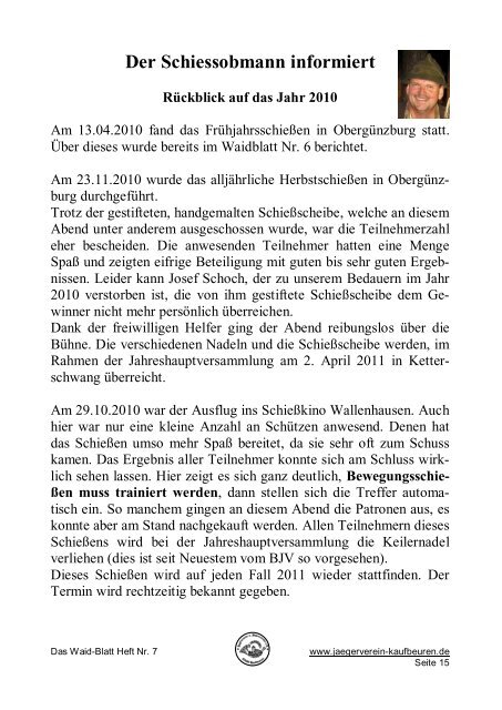 Das Waid-Blatt - Jagdschutz- und Jägerverein Kaufbeuren