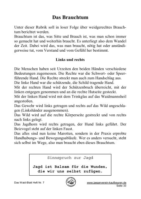 Das Waid-Blatt - Jagdschutz- und Jägerverein Kaufbeuren