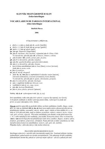 SLOVNÃK MEZINÃRODNÃCH SLOV Äesko ... - Interlingue-Union