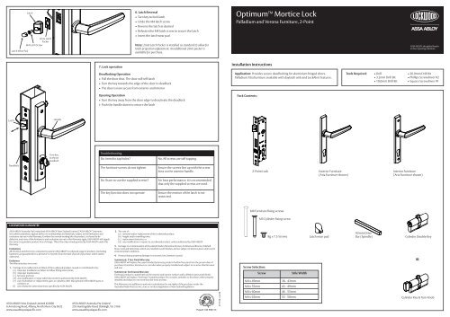 Download Optimum 2pt lock specs - Joinery Hardware