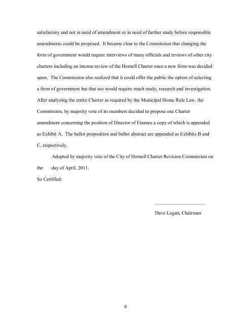 City of Hornell Charter Revision Commission Final Report 1 ...