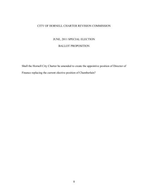 City of Hornell Charter Revision Commission Final Report 1 ...