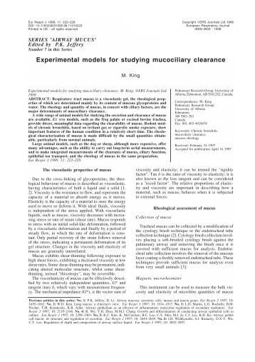 Experimental models for studying mucociliary clearance - European ...