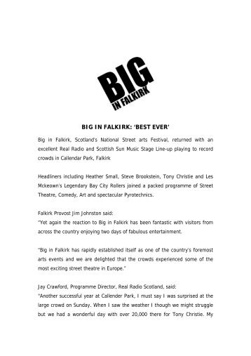 BIG IN FALKIRK: 'BEST EVER' - My Future's in Falkirk