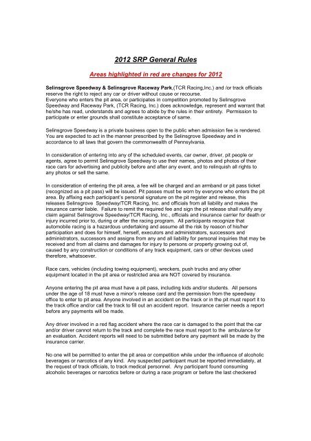 Pf Srp General Rules Selinsgrove Speedway