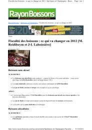 Fiscalité des boissons: ce qui va changer en 2012 - Champagne info
