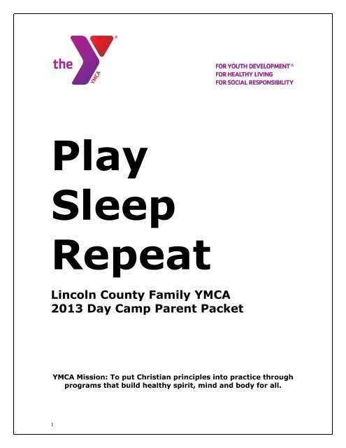 Camp Parent Handbook - YMCA of Greater Charlotte