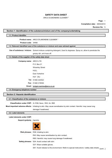 SAFETY DATA SHEET - Arco