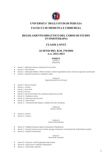 Regolamento A.A. 2012/2013.pdf - FacoltÃ  di Medicina e Chirurgia ...