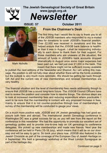 Newsletter - Jewish Genealogical Society of Great Britain