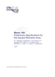 Memo 100 Preliminary Specifications for the Square Kilometre Array