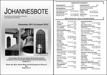 aussenblatt dez 2011 jan 2012.pub - Johannesgemeinde Pretoria-Ost